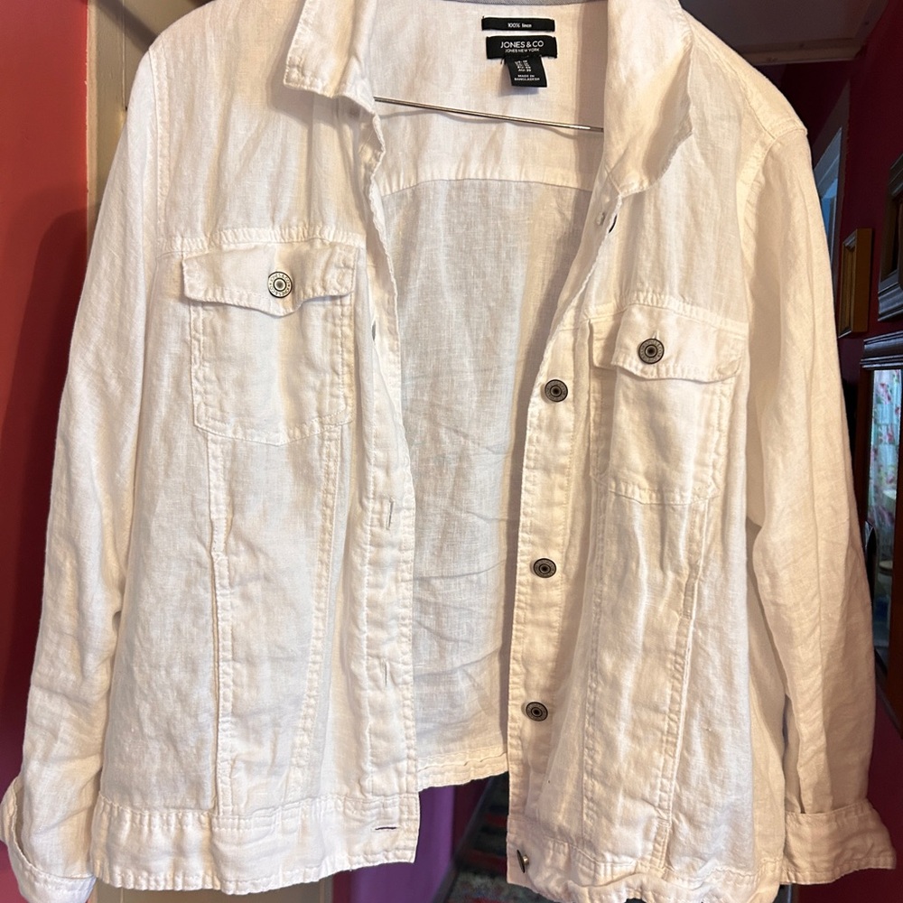 Jones New York White Linen Jacket